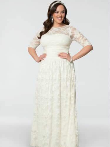 vestido de boda civil largo con transparencias talla grande