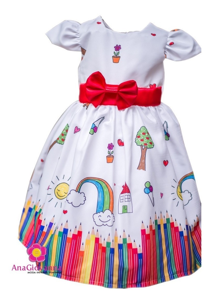 vestido infantil aquarela
