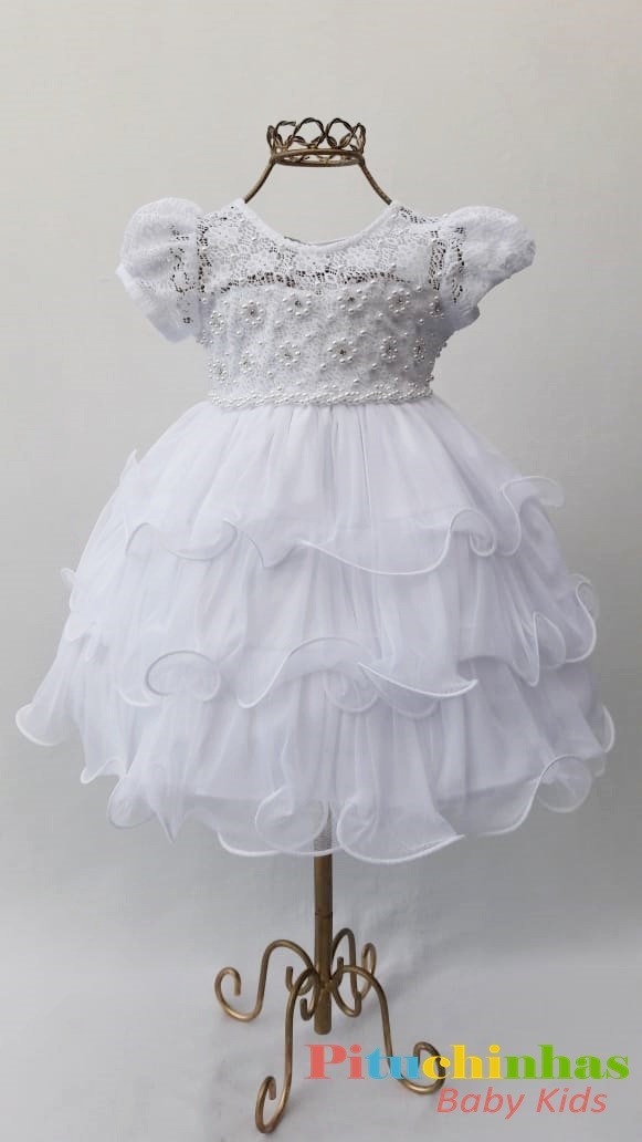 vestido de festa infantil perola