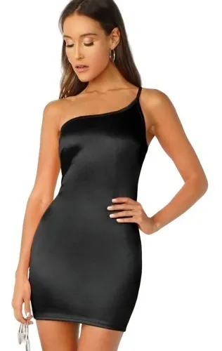 Vestido De Fiesta Sexy Ajustado De Satén Unicolor
