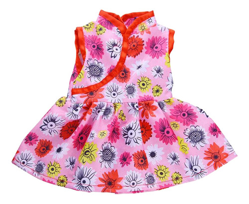 Vestido de flores estampado rojo para 18 /'/' muñecas de nuestra generación.