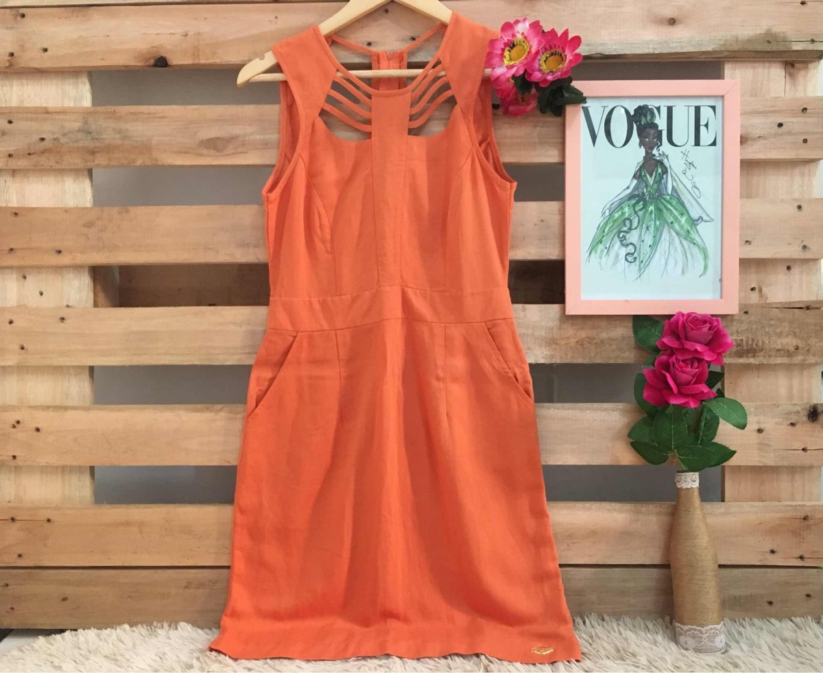 vestido de linho laranja