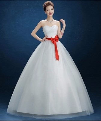 vestido de novia con cinto rojo solo en m - $ 65.000 en mercado libre
