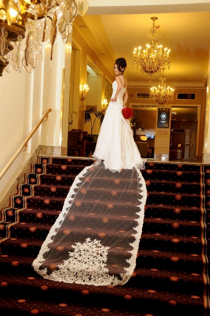 vestido de novia con cola de 3 metros, corte princesa - $ 13.000,00