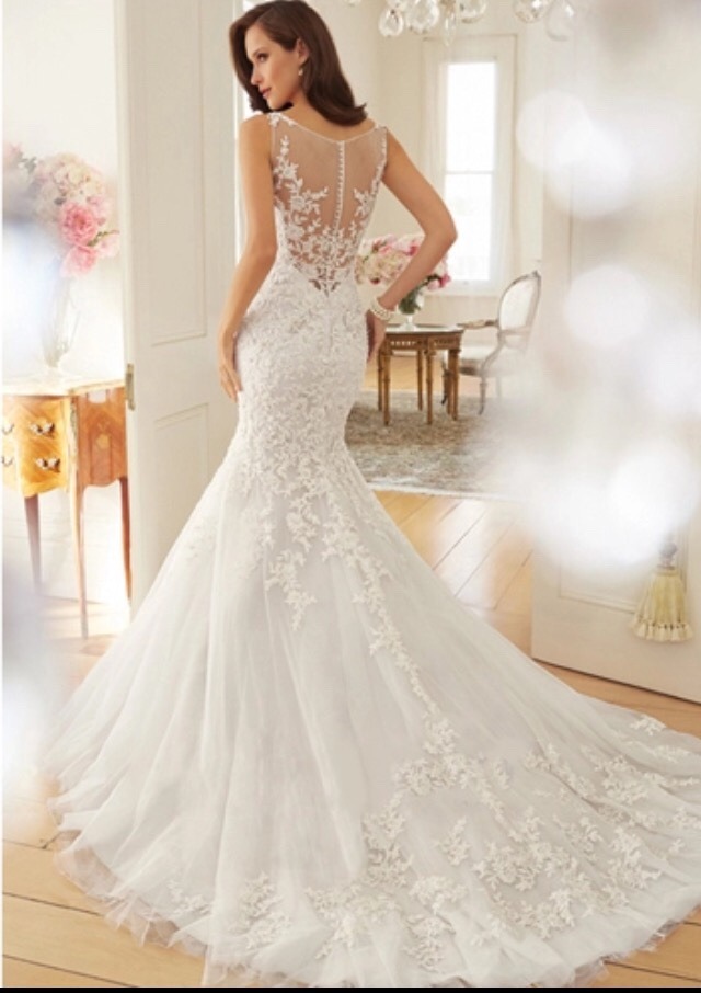 vestido de novia corte sirena,encaje bordado, delicado sutil