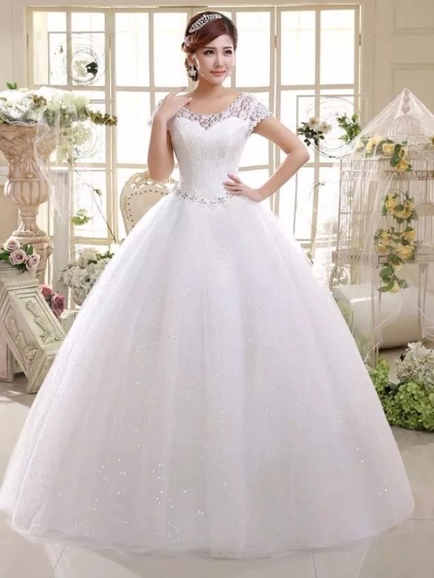 vestido de novia en encaje, tirantes, estilo princesa - $ 2,499.00