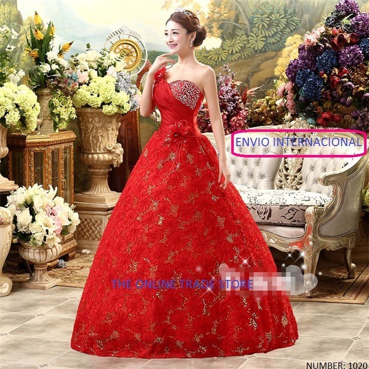 vestido de novia importado modelo princesa color rojo-nuevo - s/ 350