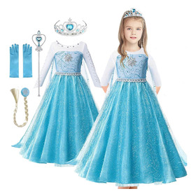 Vestido Elsa Para Niña, Juego De 5 Piezas, Para Cosplay, Nav