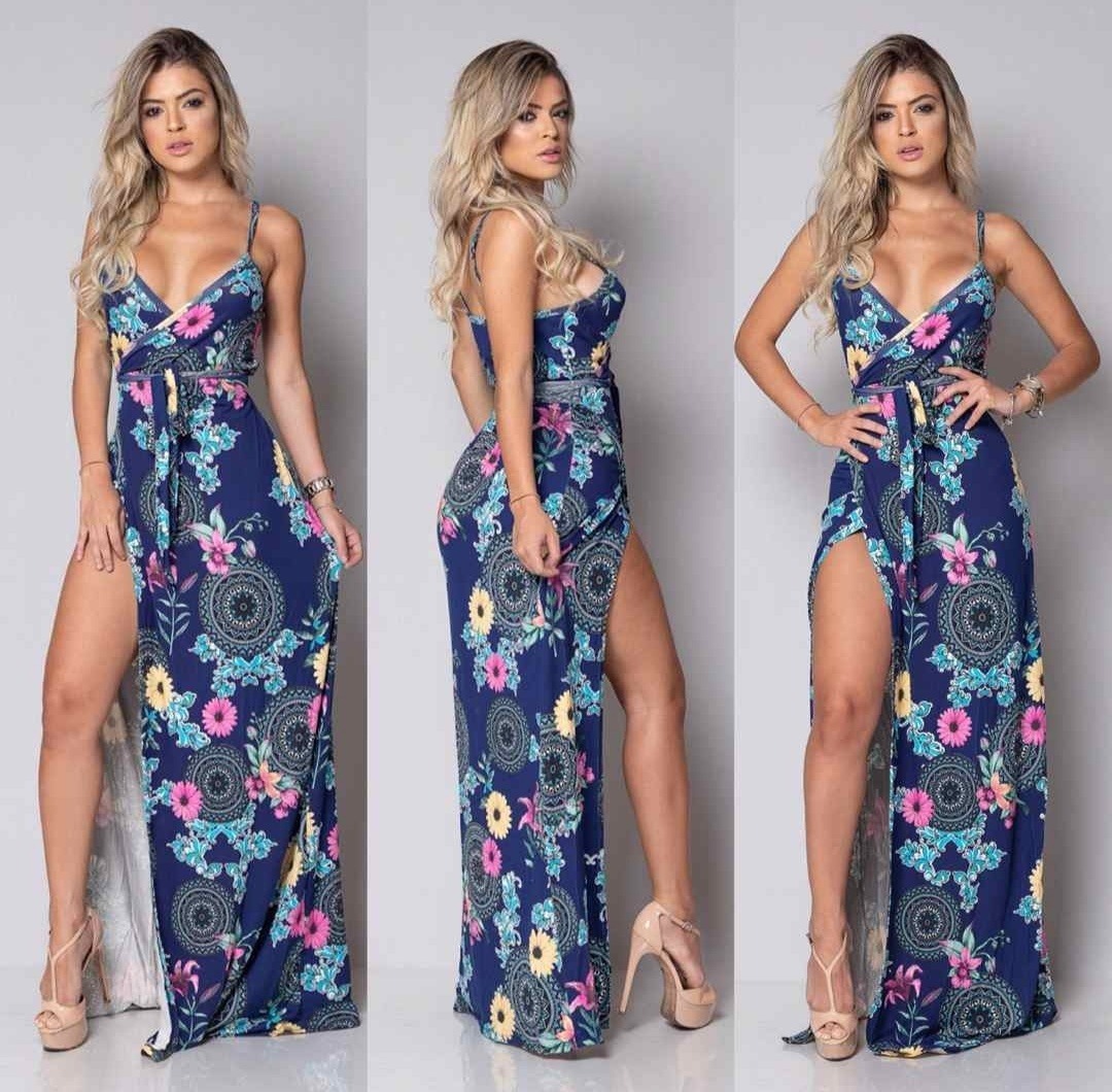 vestido estampado para festa