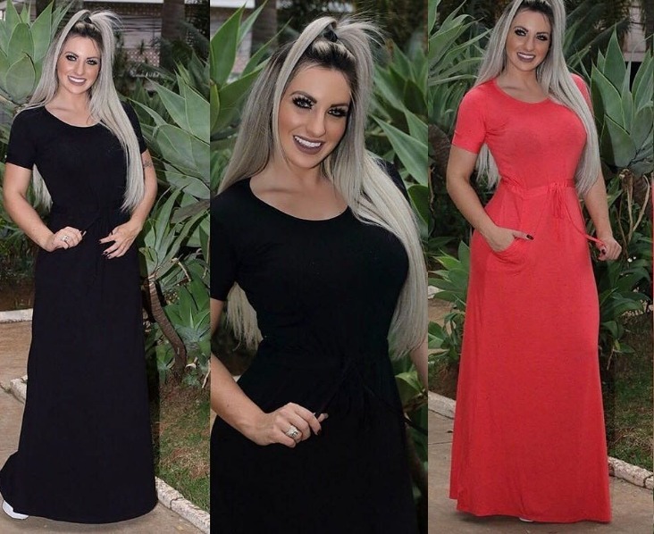 vestido longo preto mercado livre