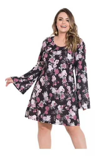 vestido manga sino plus size