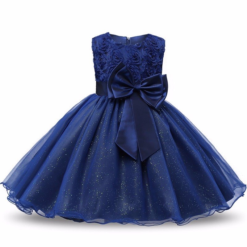 vestido de bebe azul marinho