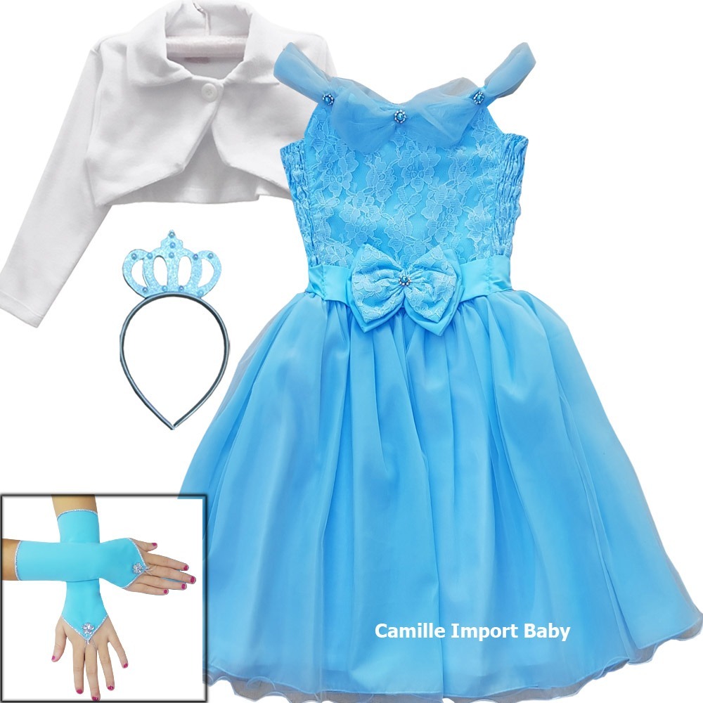 vestido azul cinderela infantil