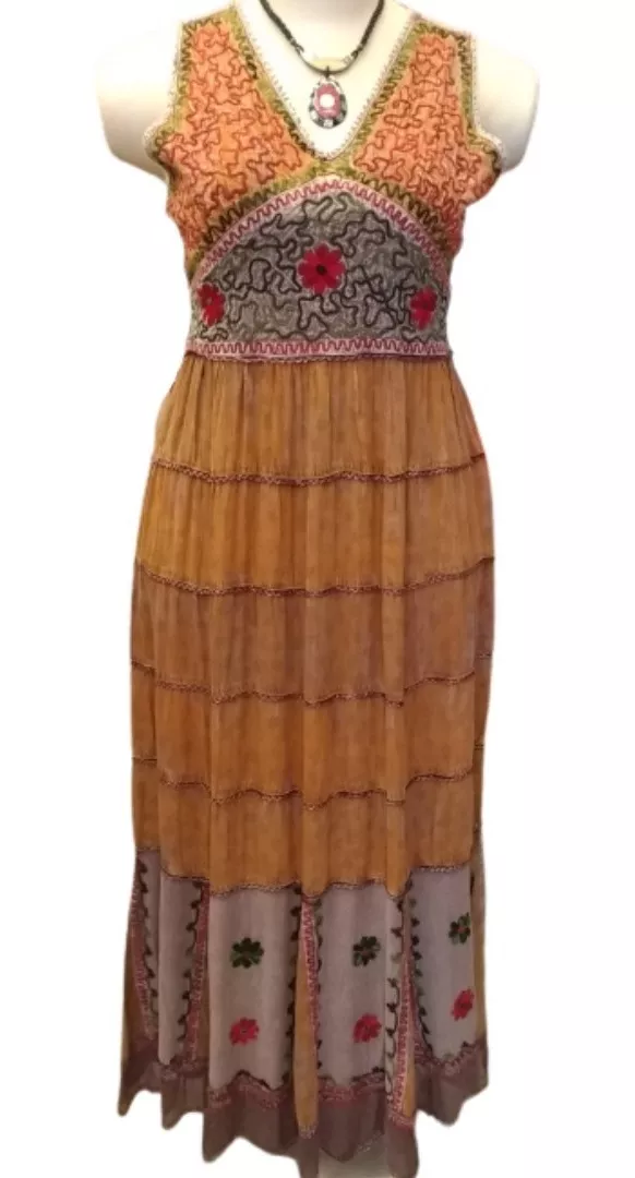 vestido indiano longo bordado
