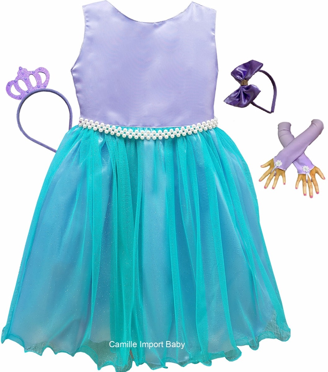 vestido infantil pequena sereia