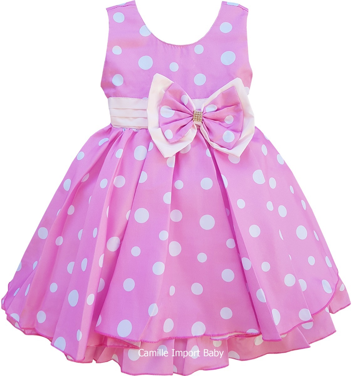 vestido minnie rosa simples