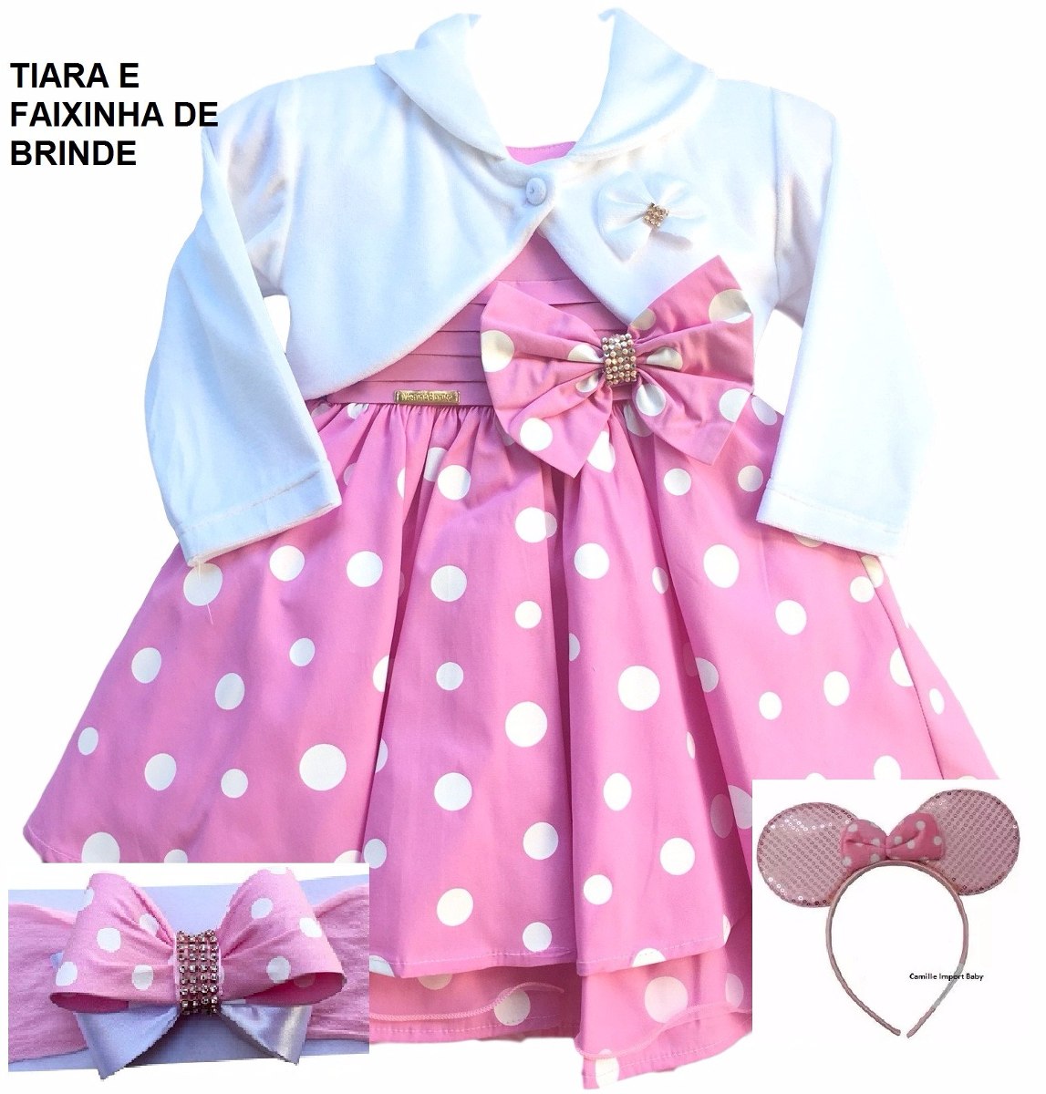 vestido festa minnie rosa