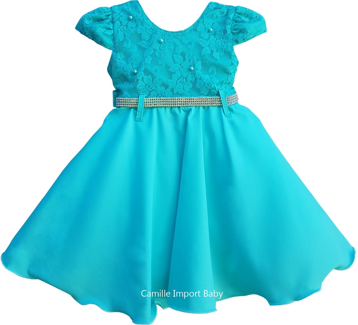 vestido de festa azul tiffany infantil