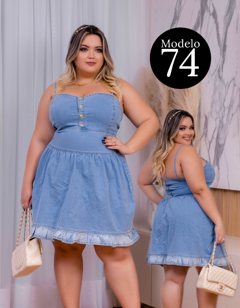 modelos de vestido jeans plus size