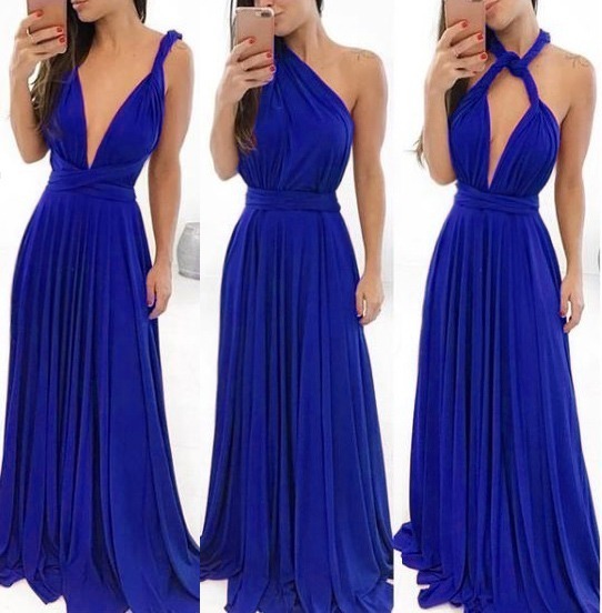 vestido multiformas azul