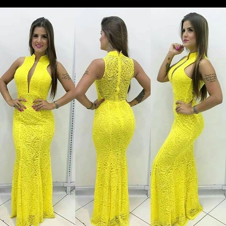 vestidos de formatura amarelo longo