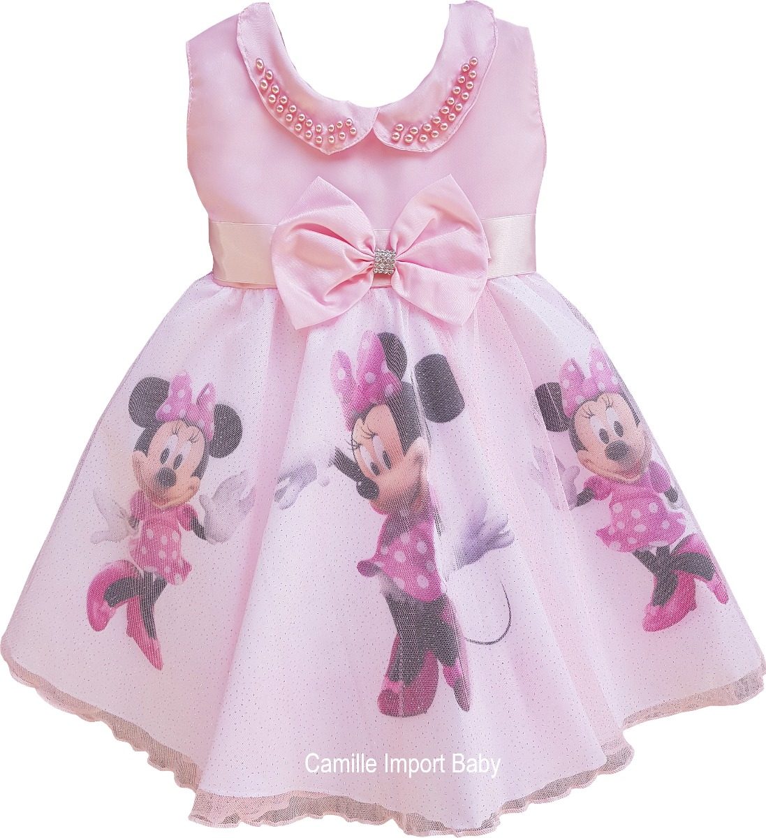 vestido festa minnie rosa