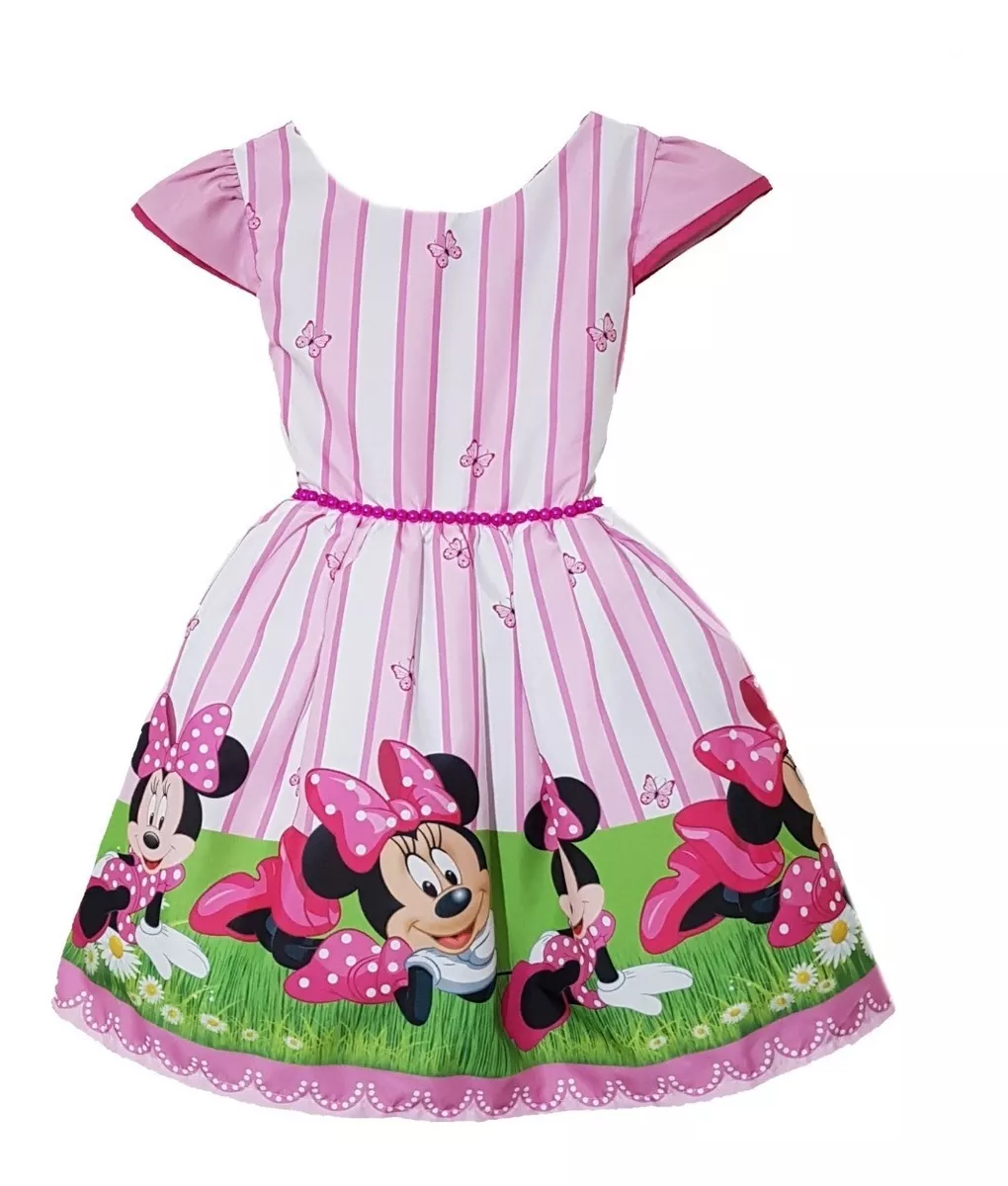 vestido minnie rosa simples