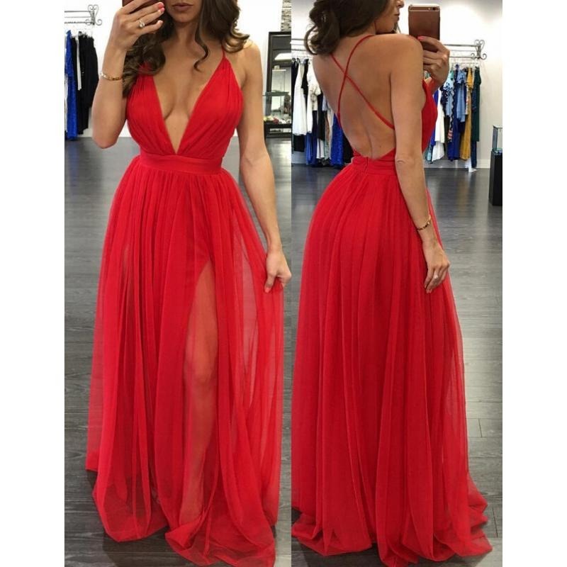 Vestido Noche Rojo Sexy Atrevido Escote Profundo Espalda Des 58900 En Mercado Libre 