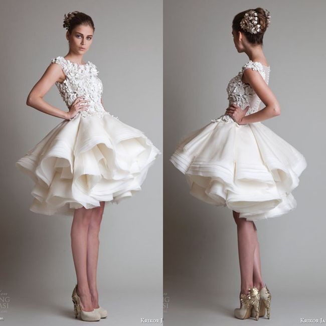vestido de novia boda corto de organza encaje elegante - $ 4,900.00