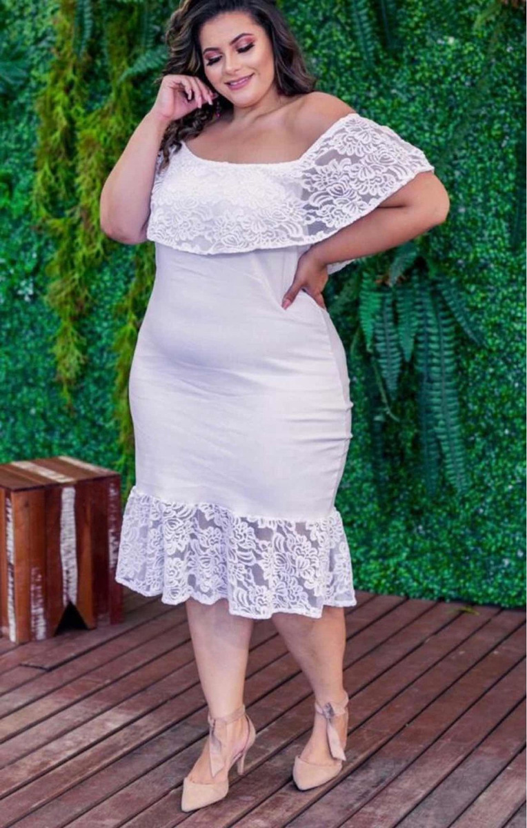 vestido ciganinha branco plus size