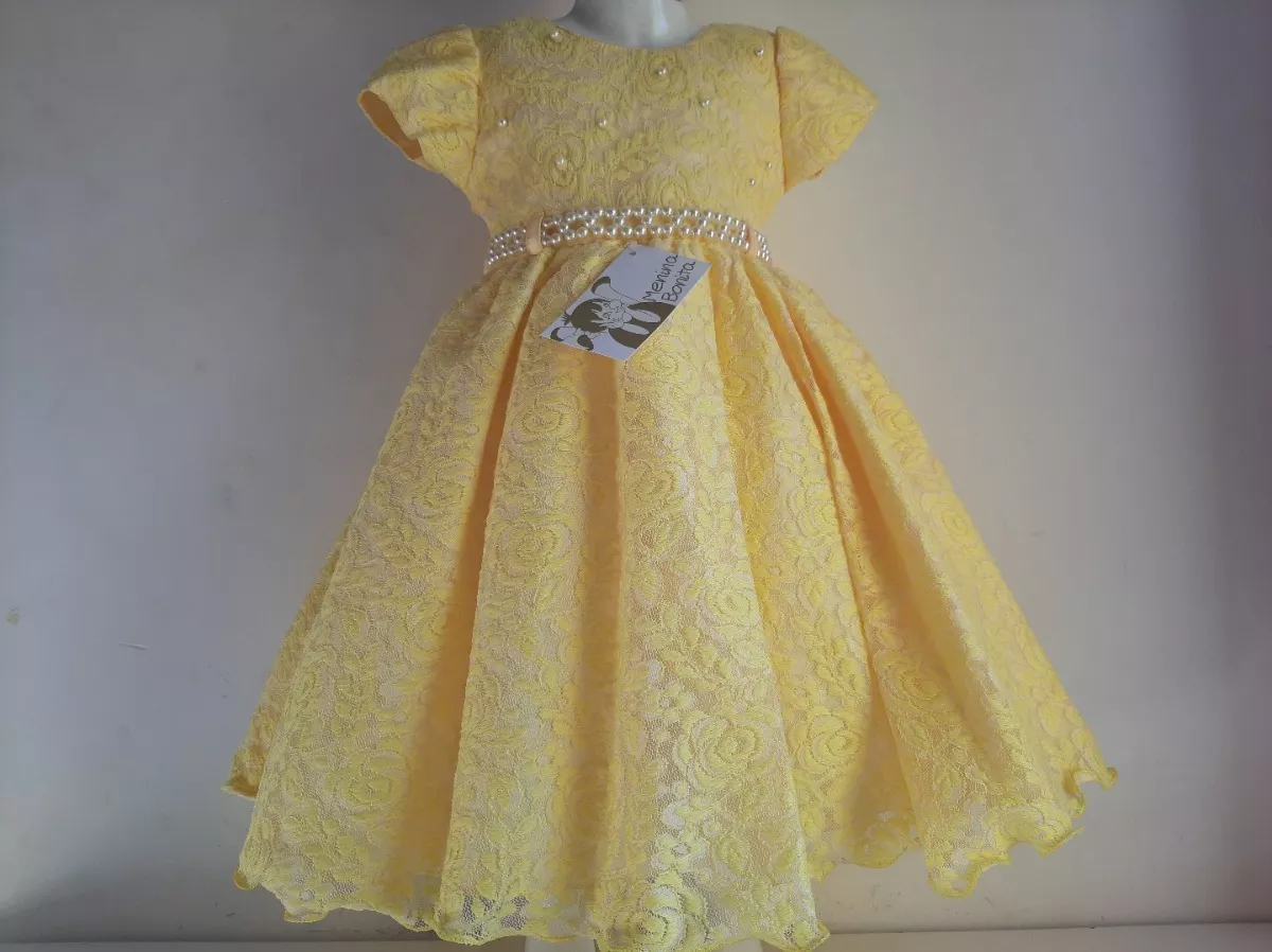 vestido de princesa infantil amarelo