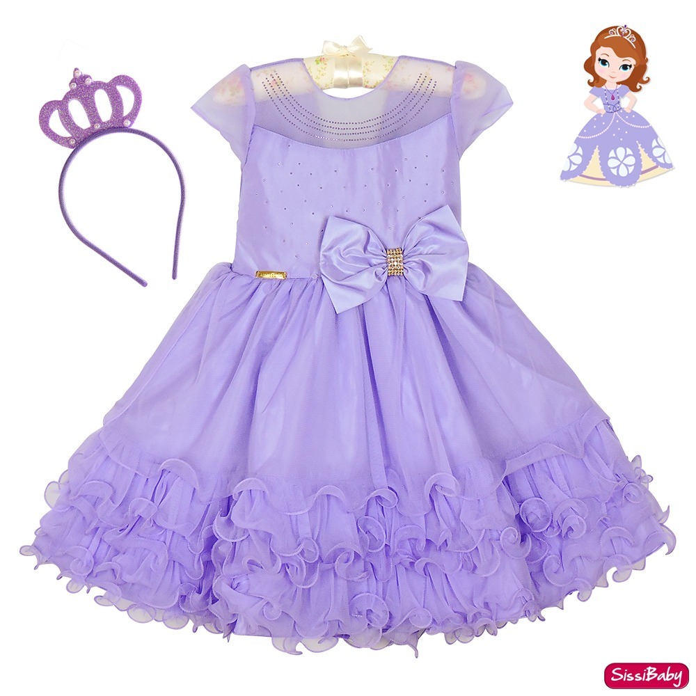 vestido de festa infantil da princesa sofia