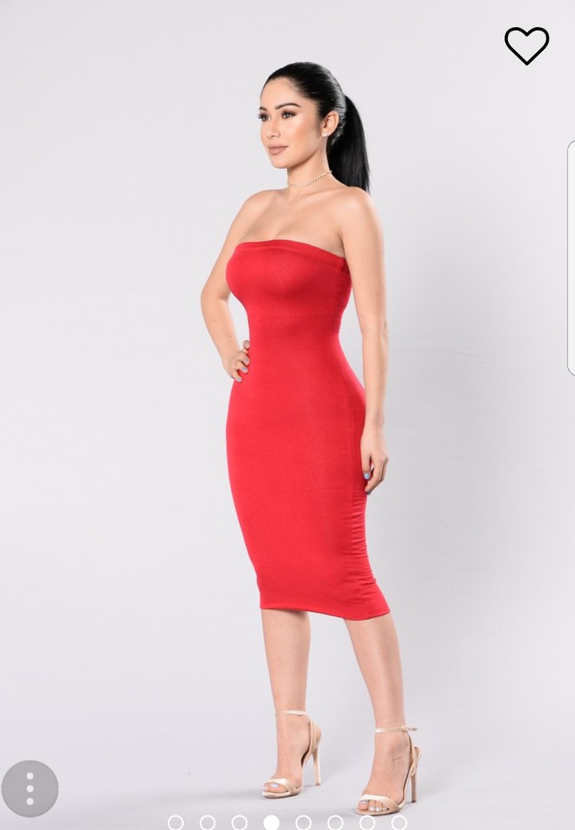 Vestido Strapless Rojo Midi 55000 En Mercado Libre 