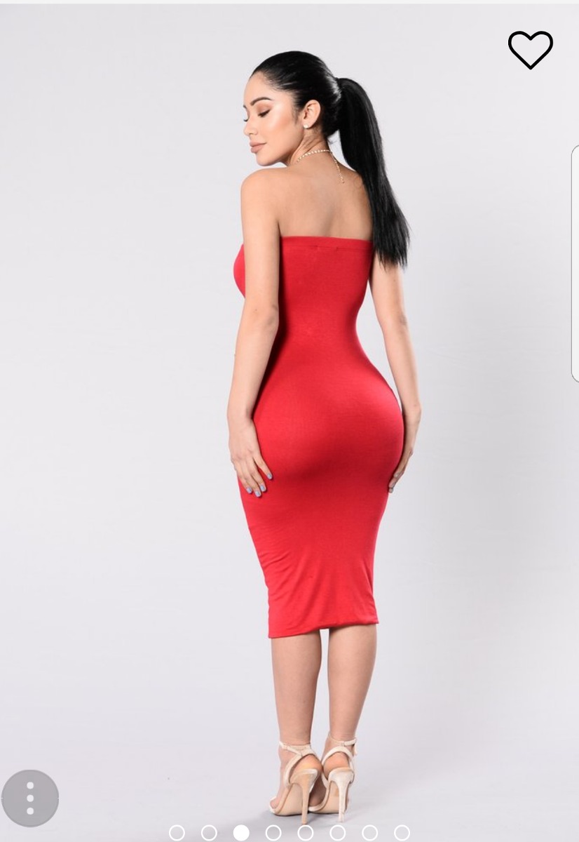 Vestido Strapless Rojo Midi 55000 En Mercado Libre 