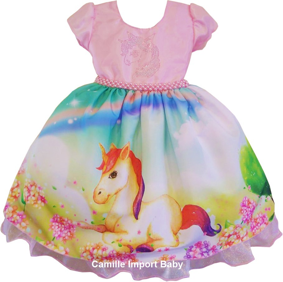 vestido unicornio festa infantil