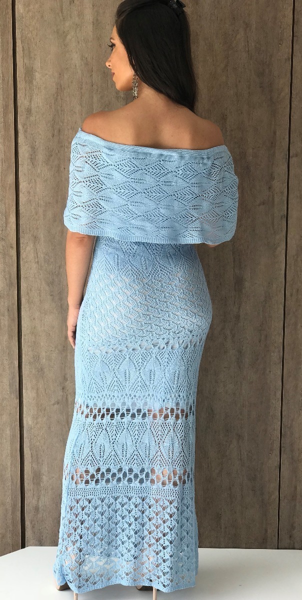 vestido azul tricot