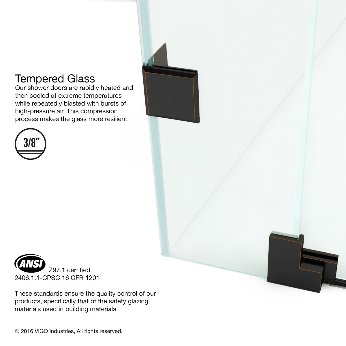 Vigo Pirouette 48 To 54 In Frameless Shower Door With 375 Vigo Pirouette 48 To 54 In Frameless Shower Door With 375 Cargando Zoom