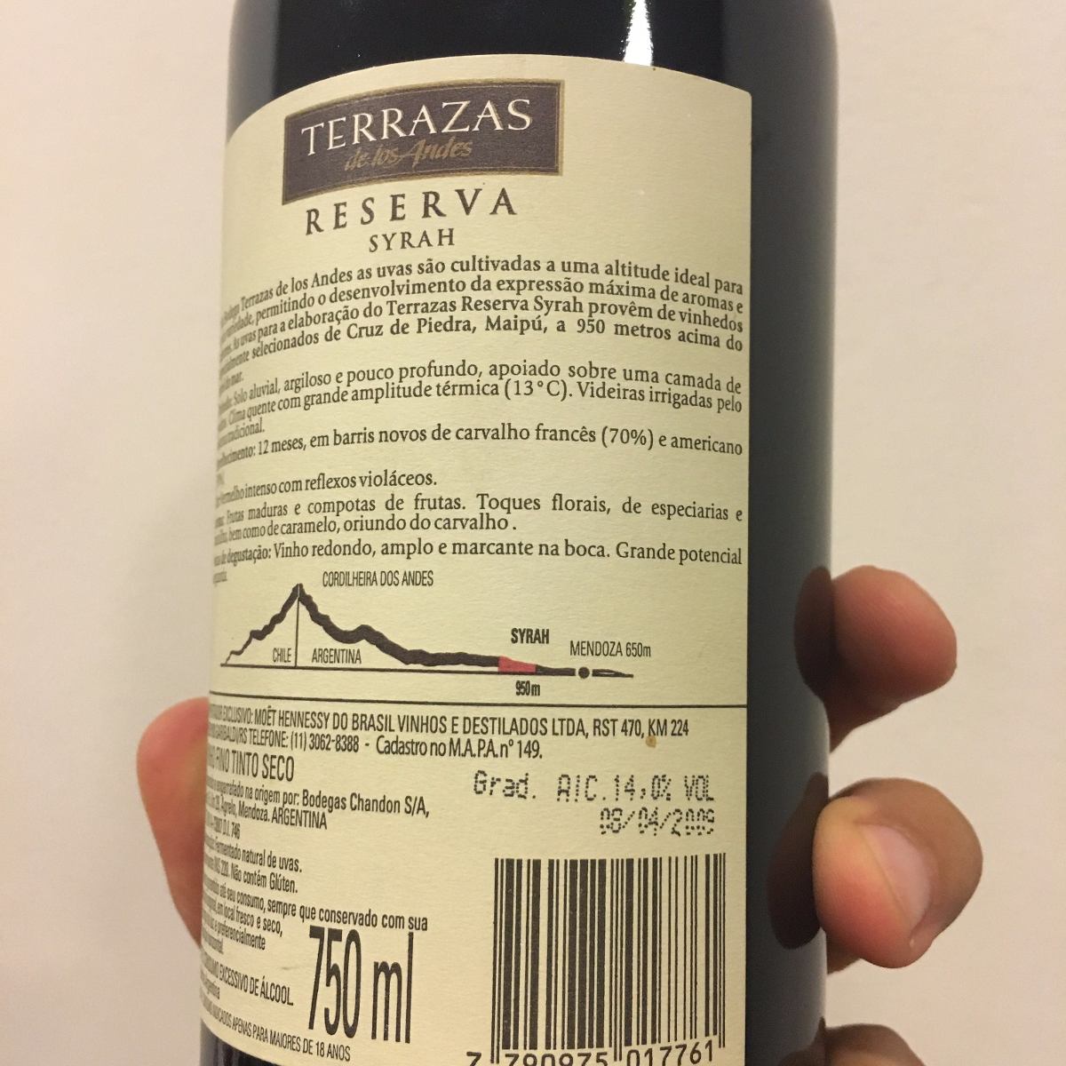 Vinho Terrazas De Los Andes Syrah 2007 750ml Argentina