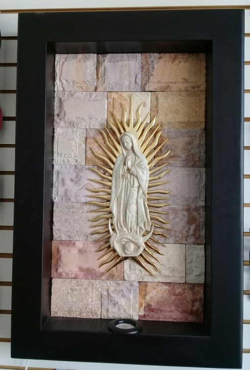 Virgen De Guadalupe Cuadro Con Luz Y Piedra En Mdf - $ 1,750.00 en
