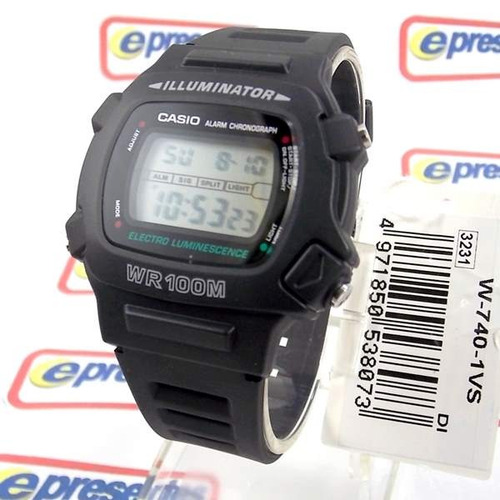 W-740 1v Relógio Casio Illuminator Retrô Wr100m Crono Anos80 - R$ 189,00 em Mercado Livre