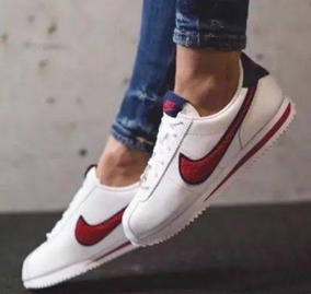 W Tenis Nike Cortez Blanco De Piel 22.5 Mx + Caja