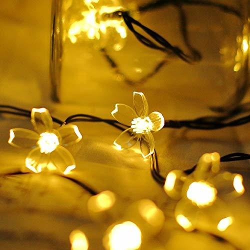 Warm White Solar Flower String Lights Sakura Lishts23f Warm White Solar Flower String Lights