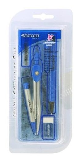 WESTCOTT 14551 Math Tool Kit,10 Piece,Blue//Gray