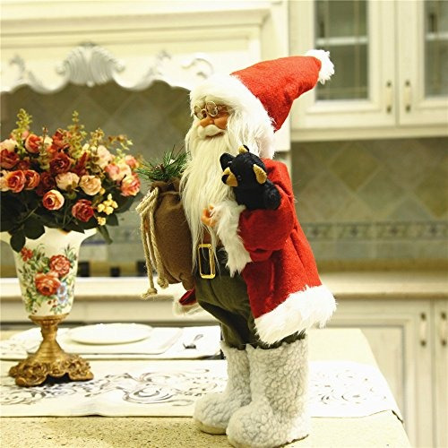 Adornos navide/ños de pie terciopelo santa claus