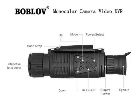 Boblov 5x40 infrarrojo 8GB Monocular 1.44 Zoom Vision Nocturna Binoculares de Alcanc Monocular De Visi/ón Nocturna Hacer Foto Video