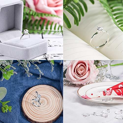 Whaline 36 Paquete De Plata Anillos de compromiso de diamante para Decoraciones de Boda de Mesa p