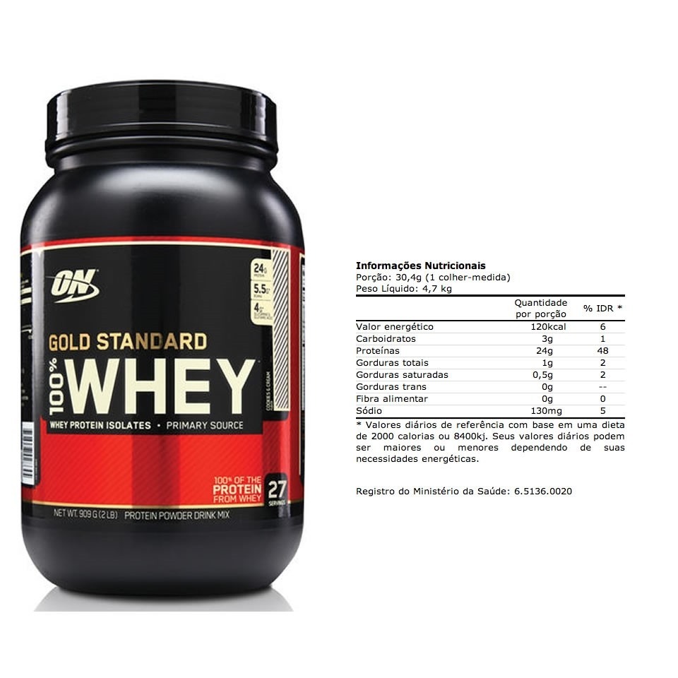 Whey Protein 100% Whey Gold Standard 2lbs - ( 5 - Unidades ) - R$ 647