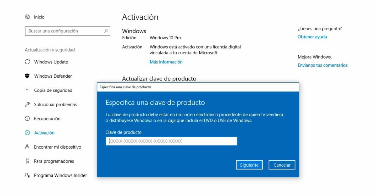 clave del producto windows 10 64 bits