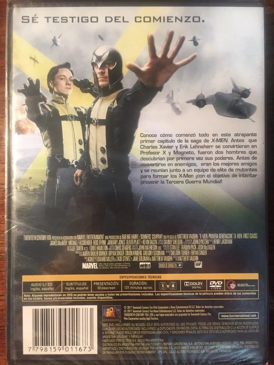 X Men Primera Generacion Dvd Nuevo Cerrado Mcavoy Fassbender 249