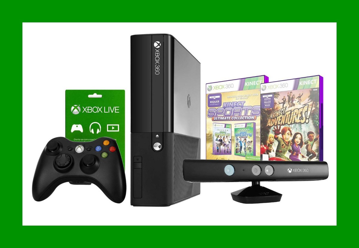 Xbox 360 4gb + Sensor Kinect + 2 Jogos + Live Gold Grátis ...